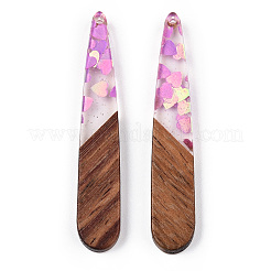 Подвески из прозрачной смолы и ореха&nbsp;RESI-N039-64C