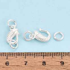 Текстурированные застежки-крючки из стерлингового серебра в форме буквы S&nbsp;STER-T009-10S