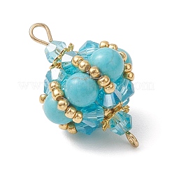 Подвески-фонарики с круглыми и стеклянными бусинами из искусственной бирюзы&nbsp;PALLOY-MZ01176-05