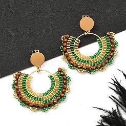 Серьги-гвоздики из нержавеющей стали 304 и бусин в стиле бохо для женщин&nbsp;EJEW-R001-05G-02