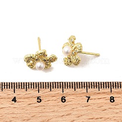 Серьги-гвоздики из латуни с микропаве из прозрачных кубических цирконий в виде морских звезд&nbsp;EJEW-L305-03G