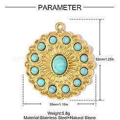 Нержавеющая сталь 304 с подвесками из синтетической бирюзы&nbsp;STAS-OY006-52G