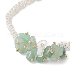 Браслеты ручной работы из стеклянных бусин и натурального зеленого авантюрина для женщин&nbsp;BJEW-MZ00225-02