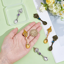 6 шт. 3 цвета натуральный апатит и аметист и розовый кварц медная проволока обернутая сплавом гриб ложка большие подвески&nbsp;PALLOY-NB00013