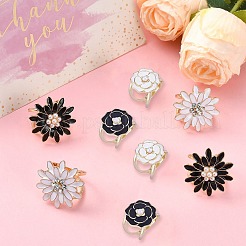 8 шт. 4 стиля гвоздика и маргаритка золотистый сплав эмалированное кольцо пряжка для шарфа&nbsp;AJEW-CJ0001-33