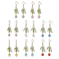 8 пара сережек-подвесок «кошачий глаз»&nbsp;EJEW-JE06496