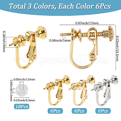 18шт 3 цвета латунные клипсы для серег&nbsp;KK-SC0006-61B