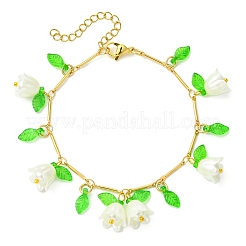 Латунные звенья цепи браслеты с подвесками&nbsp;BJEW-JB11523-03