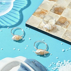 Кольца из натуральной спиральной ракушки&nbsp;RJEW-TA00172-02