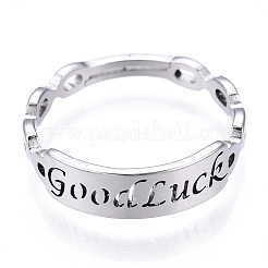 Не тускнеющее кольцо из нержавеющей стали 304 с надписью «Удача» для женщин&nbsp;LS-RJEW-T027-13P