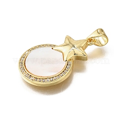 Подвески в форме ракушек из латуни с микропаве и кубическим цирконием&nbsp;KK-D328-13G