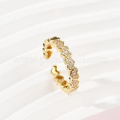 Манжеты из латуни с микро паве кубический цирконий для женщин&nbsp;RJEW-F182-03G