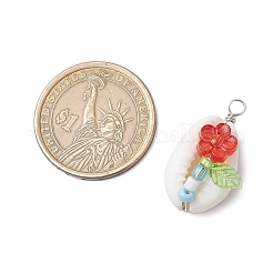 Подвески в форме цветочных ракушек из натуральной ракушки каури&nbsp;PALLOY-JF03819