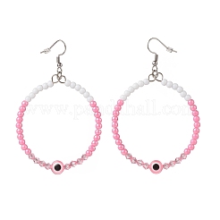 Серьги-подвески с большим кольцом из смолы и акриловыми бусинами&nbsp;EJEW-JE04999-02