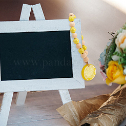 2шт. гирлянда из деревянных бусин лимонного цвета в двух стилях с кисточкой из джута в деревенском стиле&nbsp;HJEW-GF0001-26