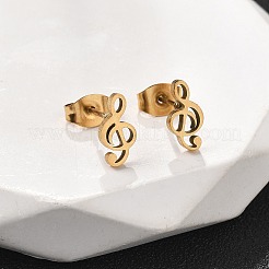 Музыкальная нота 201 комплект из ожерелий и серег-гвоздиков из нержавеющей стали для женщин&nbsp;SJEW-Q025-03G