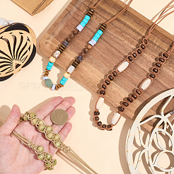 3 шт. 3 стиля деревянных бусин и полиэстеровый винтажный ковбойский шляпный декоративный ремешок&nbsp;DIY-GF0012-34