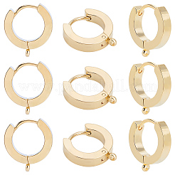 16 шт. фурнитура для сережек-колец Huggie Hoop из нержавеющей стали 201&nbsp;STAS-BBC0008-38G