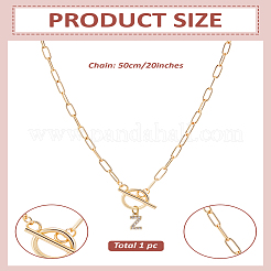 1 шт. цепочка из нержавеющей стали 304 и латунные подвески с буквами из микрофибры и кубическим цирконием&nbsp;NJEW-LP0001-36Z-G