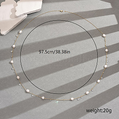 Элегантные длинные ожерелья из натурального жемчуга и прозрачного кубического циркония&nbsp;LP2810