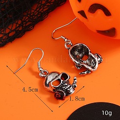 Череп из сплава с серьгами-подвесками из роз&nbsp;EV2846