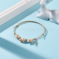 Спиральный браслет из бисера с волнистой подвеской&nbsp;BJEW-JB07547-01