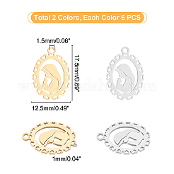 12 шт. 2-цветное ионное покрытие (IP) 201 подвески из нержавеющей стали&nbsp;STAS-UN0029-76