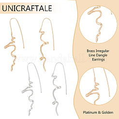 2 пара двухцветных сережек-подвесок из латуни с неровными линиями&nbsp;EJEW-UN0002-60