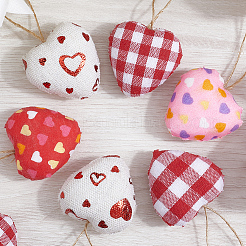 12 шт. 6-х цветная подвеска из пенопласта и ткани ко Дню святого Валентина&nbsp;AJEW-CY0001-34