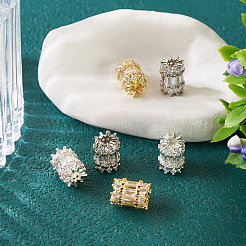 6 шт. 3-цветные латунные микро-прозрачные кубические циркониевые бусины&nbsp;KK-TA0002-94