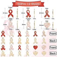 60 шт. 12 стиля светло-золотистые подвески из цинкового сплава с эмалью&nbsp;ENAM-CJ0003-59
