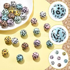 28 шт. двухцветные непрозрачные акриловые бусины с принтом&nbsp;OACR-FS0002-46