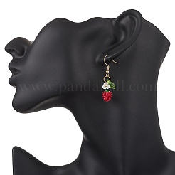 Серьги-подвески в форме яблок из стеклянного бисера ручной работы&nbsp;EJEW-MZ00575-05