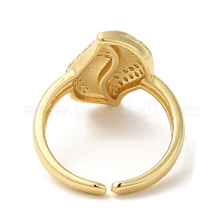 Открытые манжеты из листовой латуни микро паве с прозрачным фианитом&nbsp;RJEW-U008-36G