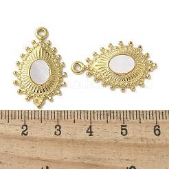 Подвески в форме капли из нержавеющей стали 304 с покрытием из натуральной раковины пауа/белой раковины&nbsp;STAS-U037-09G-01