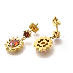 Серьги-гвоздики из нержавеющей стали 304 с ионным покрытием (IP) и микропаве из кубического циркония&nbsp;EJEW-H018-04G-01