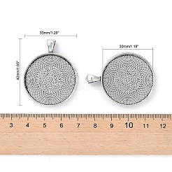 Плоские круглые тибетский стиль сеттинги сплава подвеска кабошон&nbsp;LS-PALLOY-K109-34AS-RS