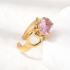 Женские манжеты-кольца из латуни с микропаве из стекла&nbsp;LS-RJEW-K312-05G