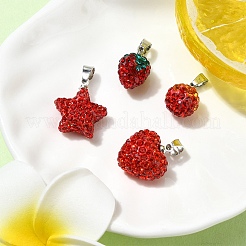 4шт 4 стиля подвески из полимерной глины со стразами&nbsp;FIND-YW0005-97