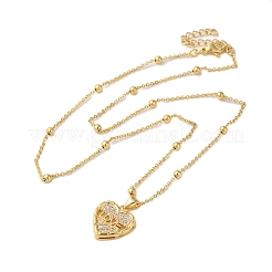 Ожерелья с подвеской из латуни с микропаве и прозрачным кубическим цирконием для женщин&nbsp;LS-NJEW-S429-05G-03