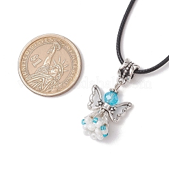 Ожерелья с подвесками из стеклянных бусин в виде ангела&nbsp;NJEW-MZ00094-04