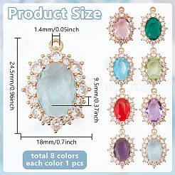 8 шт. 8-х цветные латунные подвески с кубическим цирконием&nbsp;KK-AR0001-92
