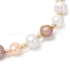 Эластичные браслеты для женщин из натурального культивированного пресноводного жемчуга и бусин из нержавеющей стали 304.&nbsp;BJEW-JB13346