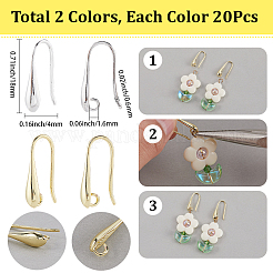 20 пара двухцветных латунных крючков для сережек&nbsp;KK-SC0006-58