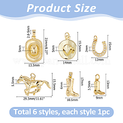 6шт 6 стиля латунные подвески&nbsp;KK-HS0015-72