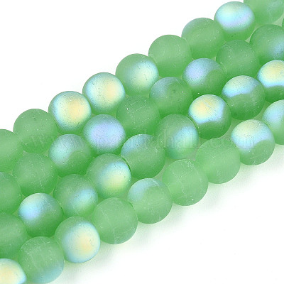 Нити стеклянных бусин с имитацией матового нефрита&nbsp;LS-GLAA-T032-J8mm-MBB05-1