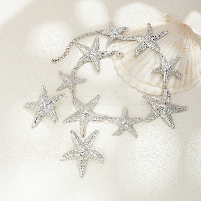 Наборы из железных цепочек-цепочек и серег-гвоздиков в виде морских звезд FS-WG81930-02-1