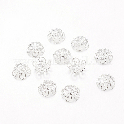 5 -petal филигрань латунные крышки шарика X-KK-B218-S-1