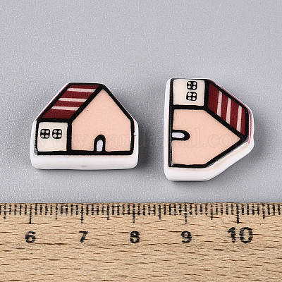 Печатные непрозрачные бусины из смолы&nbsp;RESI-N043-09B-02-1