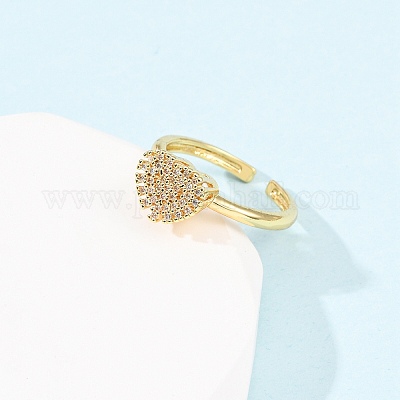 Регулируемые латунные кольца-манжеты с микропаве из кубического циркония для женщин&nbsp;RJEW-B139-01G-1